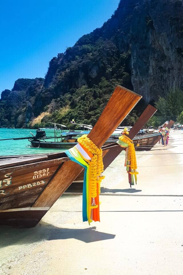 colorful boats in Phi-Phi island at Koh phi phi in Thailand