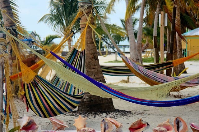 hammocks in belize in caye caulker beach