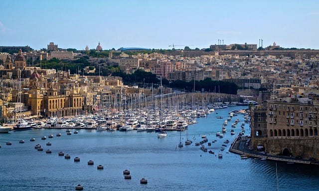 Malta Valletta harbor view sailboats
