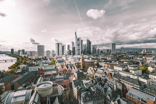 Skyline of the financial center of Frankfurt, Germany